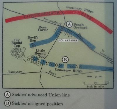 Battle Map showing Sickles' Positions image. Click for full size.