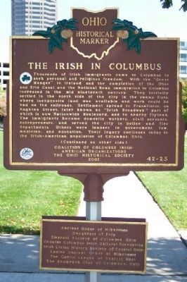The Irish in Columbus Marker </b>(front). Click for full size. The Irish in Columbus Marker </b>(front) image. Click for full size.
