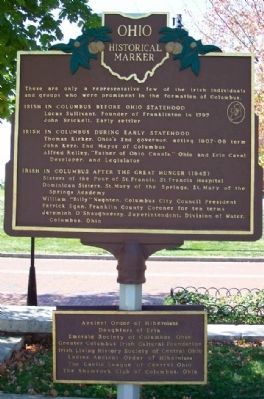 The Irish in Columbus Marker </b>(reverse). Click for full size. The Irish in Columbus Marker </b>(reverse) image. Click for full size.