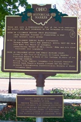 The Irish in Columbus Marker </b>(reverse) image. Click for full size.