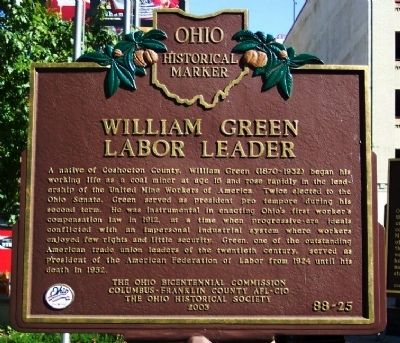 William Green, Labor Leader Marker (side A) image. Click for full size.