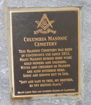 Columbia Masonic Cemetery Marker. Click for full size. Columbia Masonic Cemetery Marker image. Click for full size.