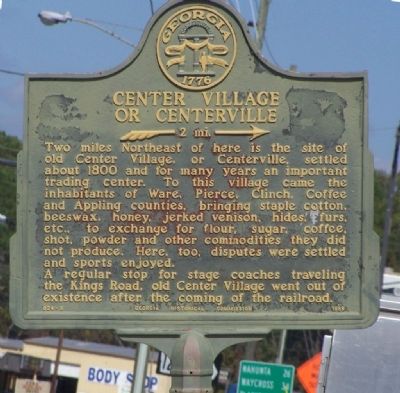 Center Village or Centerville Marker image. Click for full size.