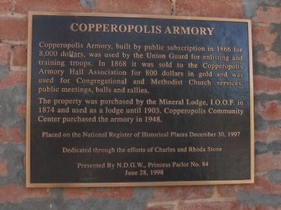 Copperopolis Armory Marker image. Click for full size.