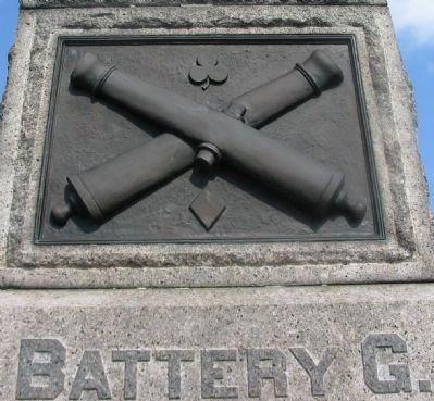 Crossed Cannon Relief on Front of Monument. Click for full size. Crossed Cannon Relief on Front of Monument image. Click for full size.