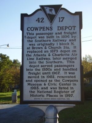 Cowpens Depot Marker image. Click for full size.