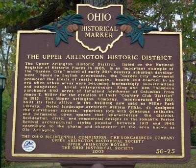 The Upper Arlington Historic District Marker image. Click for full size.