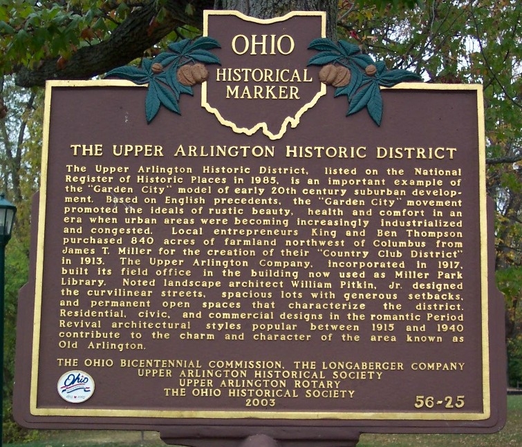 The Upper Arlington Historic District Marker