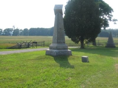 Monuments at the Southwest Corner of the Peach Orchard image. Click for full size.