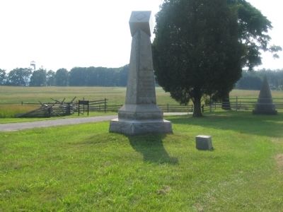 Monuments at the Southwest Corner of the Peach Orchard. Click for full size. Monuments at the Southwest Corner of the Peach Orchard image. Click for full size.