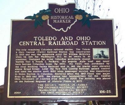 Toledo and Ohio Central Railroad Station Marker image. Click for full size.