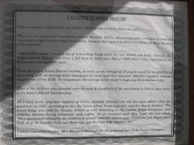 Calico’s School House Marker. Click for full size. Calico’s School House Marker image. Click for full size.