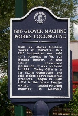 1916 Glover Machine Works Locomotive Marker image. Click for full size.