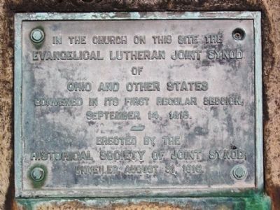Old First Lutheran Synod Marker image. Click for full size.