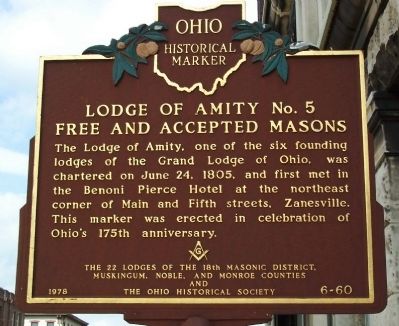 Lodge of Amity No. 5 Free and Accepted Masons Marker. Click for full size. Lodge of Amity No. 5 Free and Accepted Masons Marker image. Click for full size.