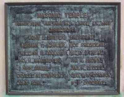 Masonic Temple Cornerstone Marker. Click for full size. Masonic Temple Cornerstone Marker image. Click for full size.