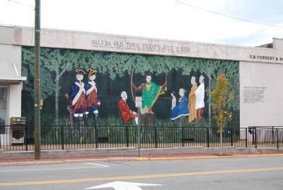 Mural at the Northwest Corner of Main and Church Streets Honoring the Founding of Old Saluda Town. Click for full size. Mural at the Northwest Corner of Main and Church Streets Honoring the Founding of Old Saluda Town image. Click for full size.