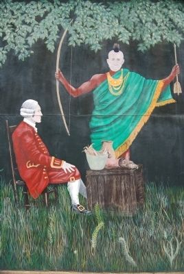 Mural Detail -<br>Colonial Governor James Glen<br>and Cherokee Chief Old Hop. Click for full size. Mural Detail -<br>Colonial Governor James Glen<br>and Cherokee Chief Old Hop image. Click for full size.
