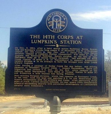 The 14th Corps at Lumpkin's Station Marker image. Click for full size.