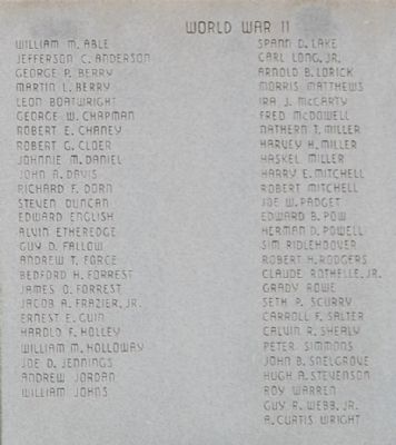 Saluda County Veterans Memorial Marker - World War II. Click for full size. Saluda County Veterans Memorial Marker - World War II image. Click for full size.