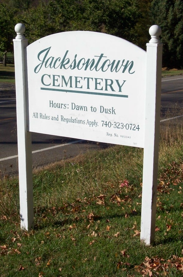 Jacksontown Cemetery Sign on Ohio Route 13