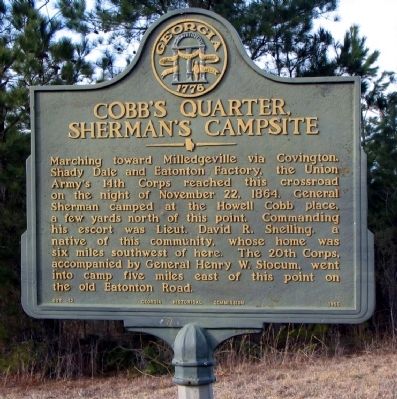 Cobb's Quarter, Sherman's Campsite Marker image. Click for full size.
