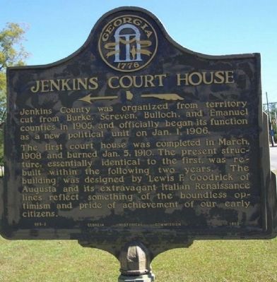 Jenkins Courthouse Marker image. Click for full size.