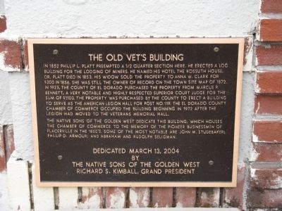 The Old Vets Building Marker. Click for full size. The Old Vets Building Marker image. Click for full size.