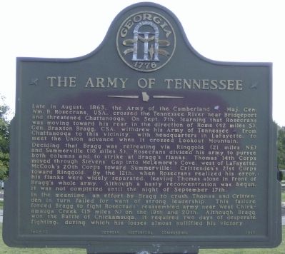 The Army of Tennessee Marker image. Click for full size.