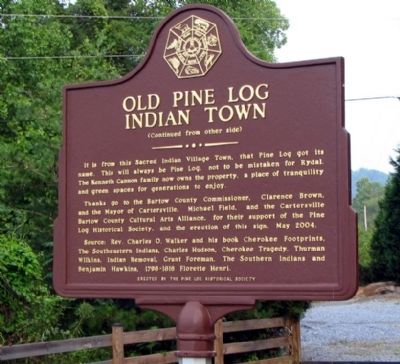 Reverse side of Old Pine Log Indian Town Marker image. Click for full size.