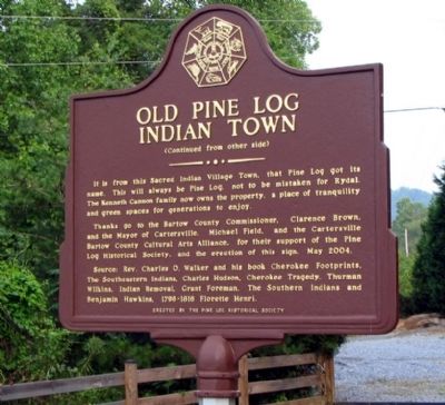 Reverse side of Old Pine Log Indian Town Marker. Click for full size. Reverse side of Old Pine Log Indian Town Marker image. Click for full size.