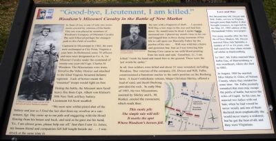 “Good-bye, Lieutenant, I am killed.” Marker. Click for full size. “Good-bye, Lieutenant, I am killed.” Marker image. Click for full size.