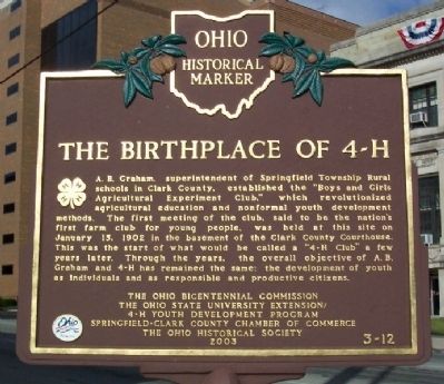 The Birthplace of 4-H Marker image. Click for full size.