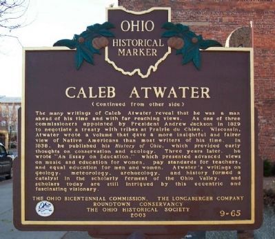 Caleb Atwater Marker </b>(reverse) image. Click for full size.