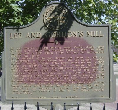 Lee and Gordon's Mill Marker-Close up image. Click for full size.