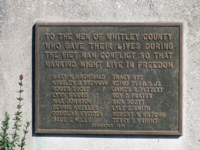 Whitley County Viet Nam Memorial Marker image. Click for full size.