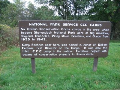 National Park Service CCC Camps Marker. Click for full size. National Park Service CCC Camps Marker image. Click for full size.