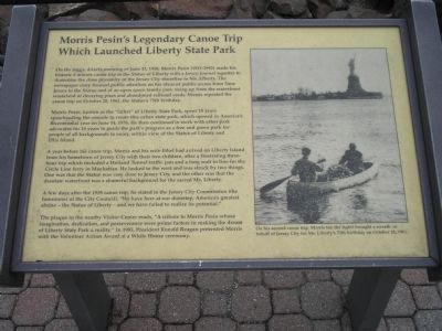 Morris Pesins Legendary Canoe Trip Which Launched Liberty State Park Marker image. Click for full size.