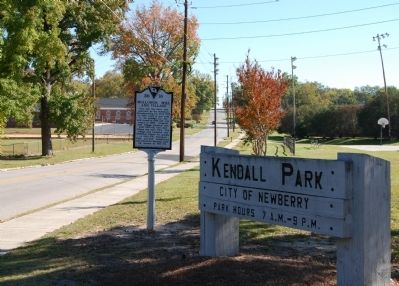 Mollohon Mill and Village Marker and Kindall Park Sign. Click for full size. Mollohon Mill and Village Marker and Kindall Park Sign image. Click for full size.