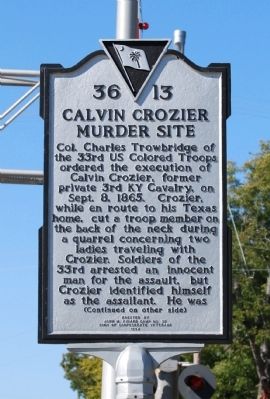 Calvin Crozier Murder Site Marker - Front image. Click for full size.