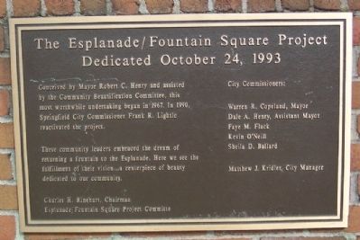 Esplanade/Fountain Square Dedication Marker image. Click for full size.