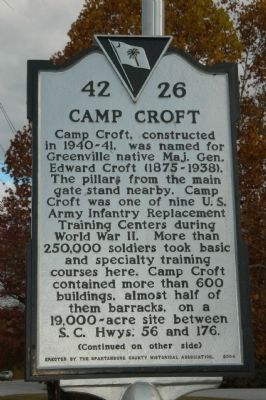 Camp Croft Marker image. Click for full size.