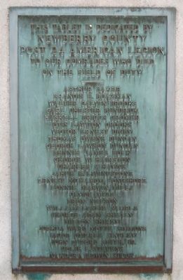 Newberry County World War I Monument Marker - East Side image. Click for full size.