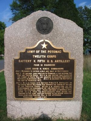 Battery K, Fifth U.S. Artillery Tablet image. Click for full size.