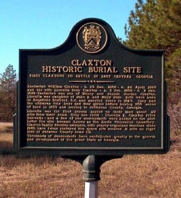 Claxton Historic Burial Site Marker image. Click for full size.