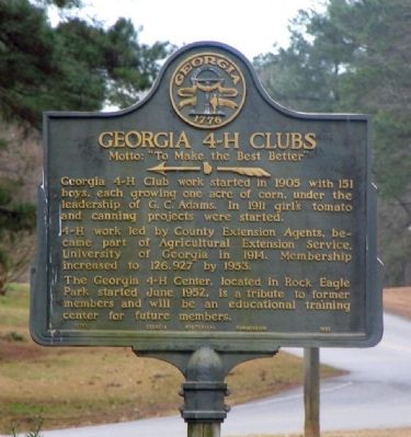 Georgia 4-H Clubs Marker image. Click for full size.
