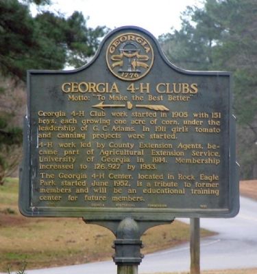 Georgia 4-H Clubs Marker. Click for full size. Georgia 4-H Clubs Marker image. Click for full size.