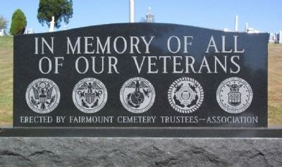 Fairmount Cemetery Veterans Memorial. Click for full size. Fairmount Cemetery Veterans Memorial image. Click for full size.