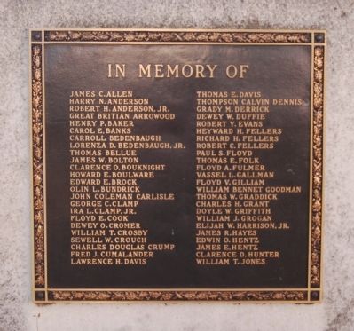 Newberry County World War II Monument Marker - Left Plaque. Click for full size. Newberry County World War II Monument Marker - Left Plaque image. Click for full size.