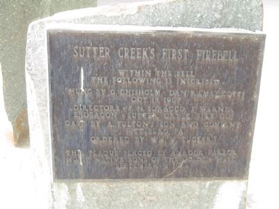 Sutter Creeks First Fire Bell Marker image. Click for full size.